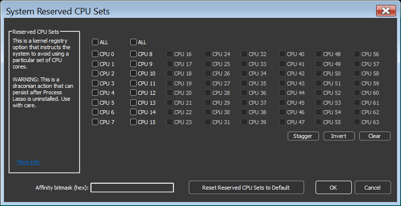 System Reserved CPU Sets Tool